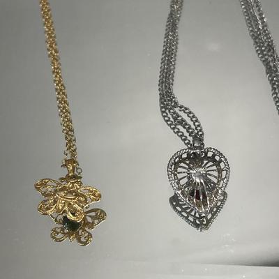 Sterling butterfly necklace & heart necklace