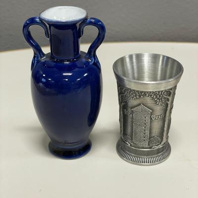Pewter cup and vase