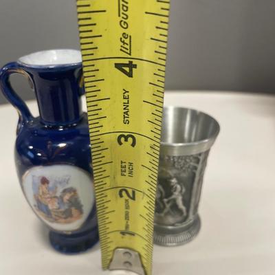 Pewter cup and vase