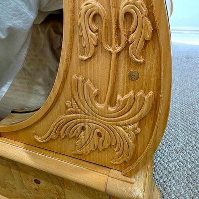 Sale Photo Thumbnail #269: Henredon King Sleigh Bed with Stearns & Foster mattress and topper. BEDDING IS NOT INCLUDED. You are bidding on the king size bed frame, headboard, footboard, mattress and topper, not the sheets nor the comforter. The headboard measures 40"H. The style, t