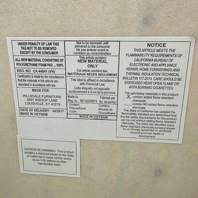 Sale Photo Thumbnail #297: Twin Trundle Bed #1 with mattresses. Driftwood color with natural colored upholstered headboard. SHEETS AND BEDDING (comforter, pillow, sham, sheets, & blanket) ARE NOT INCLUDED, The nightstand you see in the photograph is also NOT included. Note that the