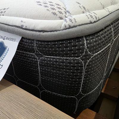 Sale Photo Thumbnail #292: Twin Trundle Bed #1 with mattresses. Driftwood color with natural colored upholstered headboard. SHEETS AND BEDDING (comforter, pillow, sham, sheets, & blanket) ARE NOT INCLUDED, The nightstand you see in the photograph is also NOT included. Note that the