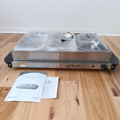 LOT 25: Nutrichef Food Warmer / Buffet Server, Worldwide Home Products Buffet Server & Grilling Basket