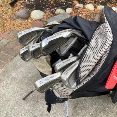 LOT 32: Palmer PHD Oversize Golf Clubs with Sun Mountain Multi Purpose Golf Bag