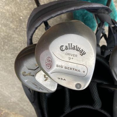 LOT 33: Collection of Golf Clubs and Accessories - Taylor Made, Callaway, Ram, Vesuvius Ceramic Putter with Ogio Golf Bag