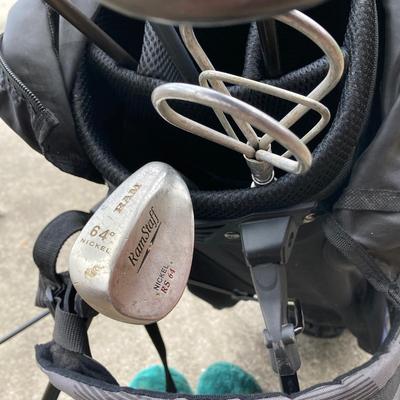 LOT 33: Collection of Golf Clubs and Accessories - Taylor Made, Callaway, Ram, Vesuvius Ceramic Putter with Ogio Golf Bag