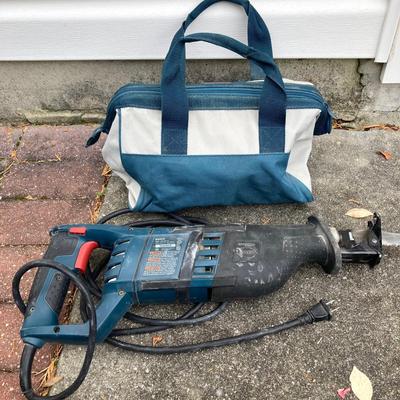 LOT 36: Bosch Reciprocating Saw RS325, Orbit Sander with Bosch Tool Bag and Contents