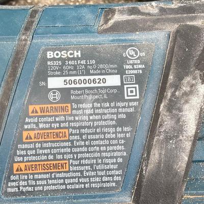 LOT 36: Bosch Reciprocating Saw RS325, Orbit Sander with Bosch Tool Bag and Contents