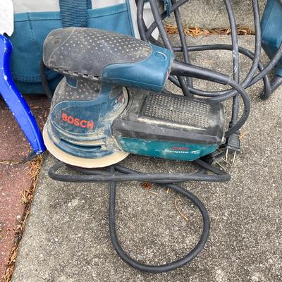 LOT 36: Bosch Reciprocating Saw RS325, Orbit Sander with Bosch Tool Bag and Contents