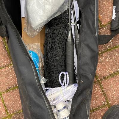LOT 37: Outdoor Yard Games Collection in Storage Bags - Champion Sports Horseshoes, Franklin Volleyball & Badminton Set and Pointyard...