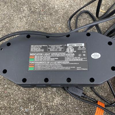 LOT 38: Intertek Mustart EV Charger / Plug with Carry Bag and Battery Tender / Charger by Deltran