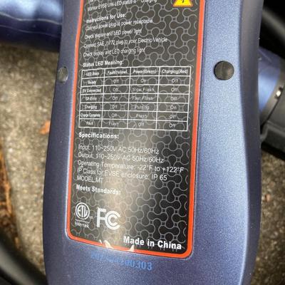 LOT 38: Intertek Mustart EV Charger / Plug with Carry Bag and Battery Tender / Charger by Deltran
