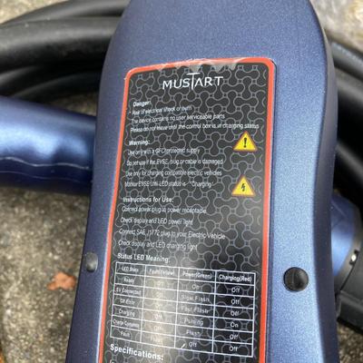 LOT 38: Intertek Mustart EV Charger / Plug with Carry Bag and Battery Tender / Charger by Deltran