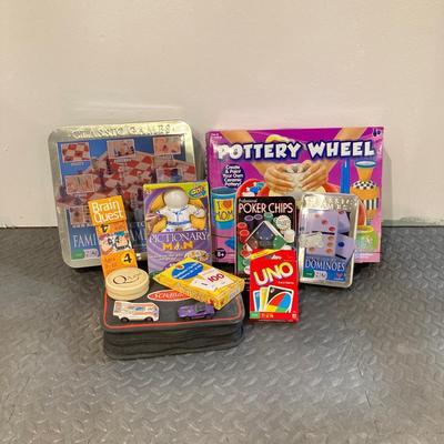 LOT 48: Game Night Collection and More - Brain Quest, Hot Wheels / Matchbox, Uno, Scrabble, Pictionary, Dominoes, Chess and Pottery Wheel