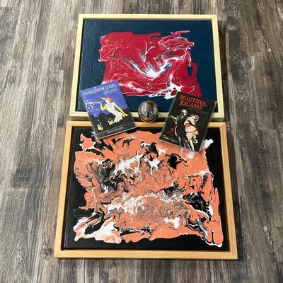 LOT 51: Pair of Abstract Painting Work of Art, Thomas Negovan Books on German Art Deco / Rare and Peculiar Posters and More