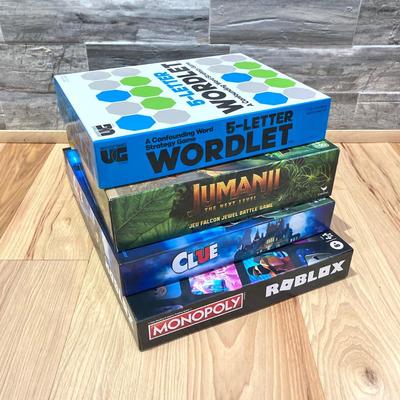 LOT 60: Board Games - Monopoly Roblox Edition, 5 Letter Wordlet, Jumanji The Next Level and Clue