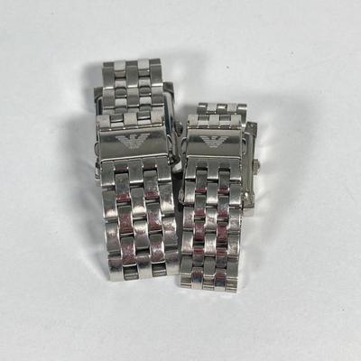 LOT 63: Emporio Armani His and Hers Matching Watches (AR-9006M and AR-9006L) in Original Box