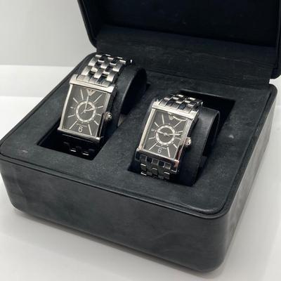 LOT 63: Emporio Armani His and Hers Matching Watches (AR-9006M and AR-9006L) in Original Box
