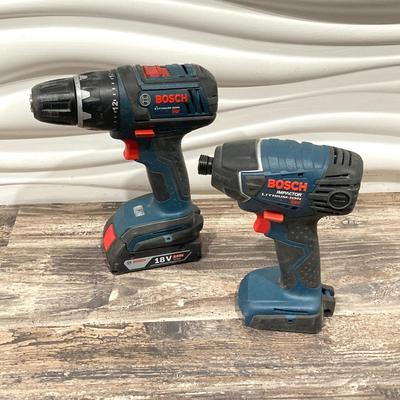 LOT 73: Bosch Tool Collection - Impactor, Driver, Batteries, Charger, Corded 1191VSR Drill and Carry Case