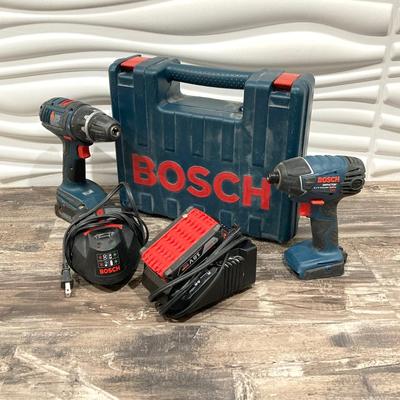 LOT 73: Bosch Tool Collection - Impactor, Driver, Batteries, Charger, Corded 1191VSR Drill and Carry Case