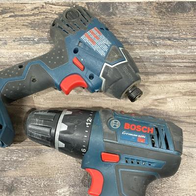 LOT 73: Bosch Tool Collection - Impactor, Driver, Batteries, Charger, Corded 1191VSR Drill and Carry Case