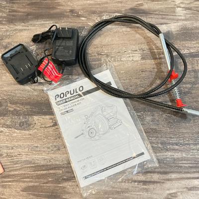 LOT 74: Populo Cordless Lithium ION Drain Cleaner Kit in Original Box (NIB)