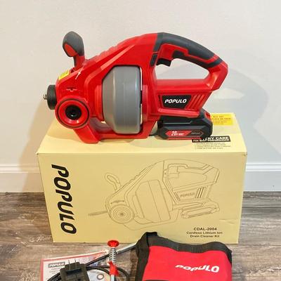 LOT 74: Populo Cordless Lithium ION Drain Cleaner Kit in Original Box (NIB)