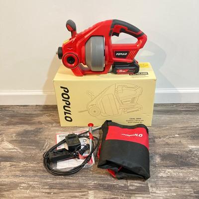 LOT 74: Populo Cordless Lithium ION Drain Cleaner Kit in Original Box (NIB)