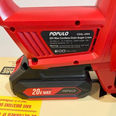 LOT 74: Populo Cordless Lithium ION Drain Cleaner Kit in Original Box (NIB)