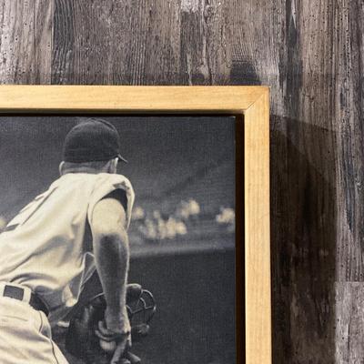 LOT 75: Framed Black and White Joe DiMaggio "Sliding into Third" (New York Yankees) Wall Hanging