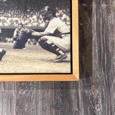 LOT 76: Joe DiMaggio (New York Yankees) Black and White Framed Wall Hanging