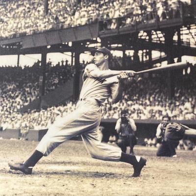 LOT 76: Joe DiMaggio (New York Yankees) Black and White Framed Wall Hanging