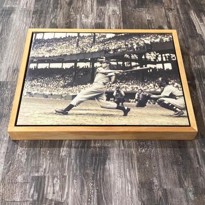 LOT 76: Joe DiMaggio (New York Yankees) Black and White Framed Wall Hanging