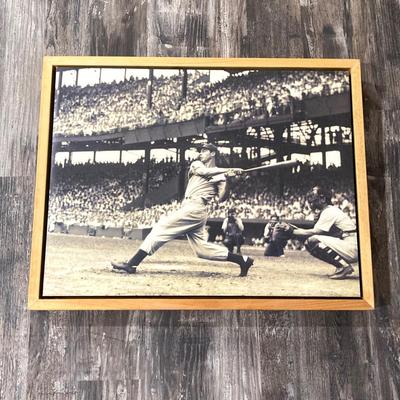 LOT 76: Joe DiMaggio (New York Yankees) Black and White Framed Wall Hanging