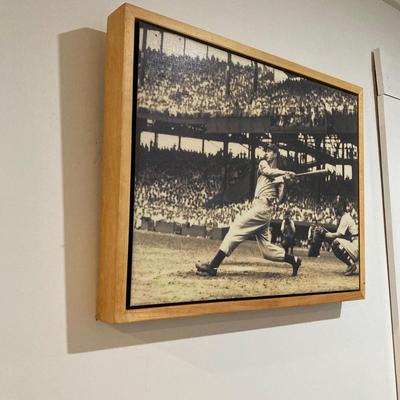 LOT 76: Joe DiMaggio (New York Yankees) Black and White Framed Wall Hanging