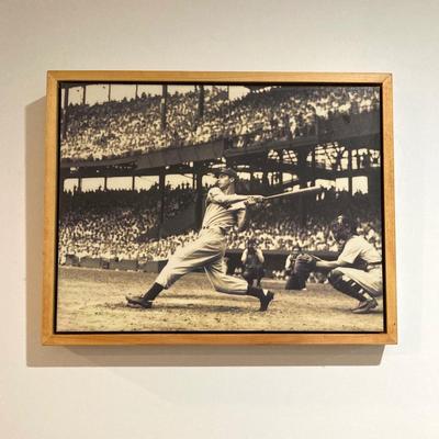 LOT 76: Joe DiMaggio (New York Yankees) Black and White Framed Wall Hanging