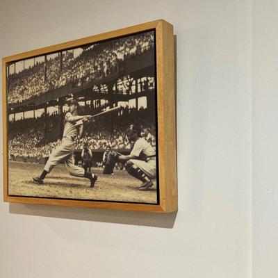 LOT 76: Joe DiMaggio (New York Yankees) Black and White Framed Wall Hanging