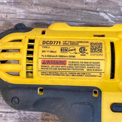 LOT 80: Cordless DeWalt Tool Collection with Storage Bag - Drill / Driver DCD771, Battery, Charger DCB112 and Drywall Screwgun DCF620