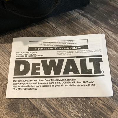 LOT 80: Cordless DeWalt Tool Collection with Storage Bag - Drill / Driver DCD771, Battery, Charger DCB112 and Drywall Screwgun DCF620