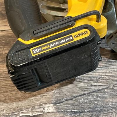 LOT 81: DeWalt Cordless Tools - Circular Saw DCS391, Jig Saw DCS334, Battery, Compact Stapler and Storage Bag