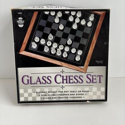 LOT 88: Glass Chess Set & Wooden Game Center
