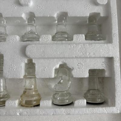 LOT 88: Glass Chess Set & Wooden Game Center