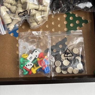 LOT 88: Glass Chess Set & Wooden Game Center