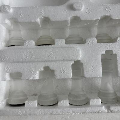 LOT 88: Glass Chess Set & Wooden Game Center