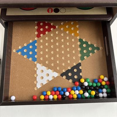 LOT 88: Glass Chess Set & Wooden Game Center