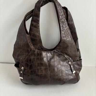 LOT 93: Ladies Purse Collection: Steve Madden Quilted Hobo, Faux Croc Embossed Leather Hobo & Faux Black Leather w/Gold Tone Hardware