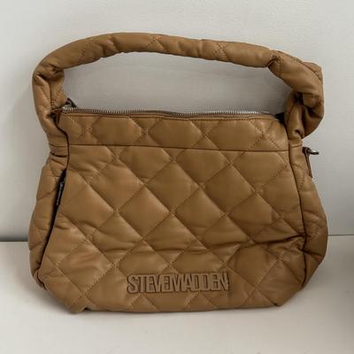 LOT 93: Ladies Purse Collection: Steve Madden Quilted Hobo, Faux Croc Embossed Leather Hobo & Faux Black Leather w/Gold Tone Hardware