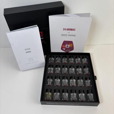 LOT 97: Stainless Steel Stemless Wine Tumblers & Pier One Wine Goblets, Oenophilia Wine Tags, Taster Place 24 Aromas of Red Wine Kit...