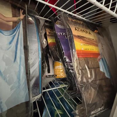 LOT 98: Closet Cleanout: Halloween Costumes & Accessories, Jimmy Fallon Hashtag Costume, NIP, Faux Poinsettas