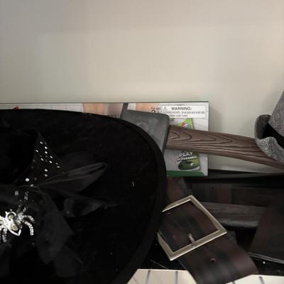 LOT 98: Closet Cleanout: Halloween Costumes & Accessories, Jimmy Fallon Hashtag Costume, NIP, Faux Poinsettas